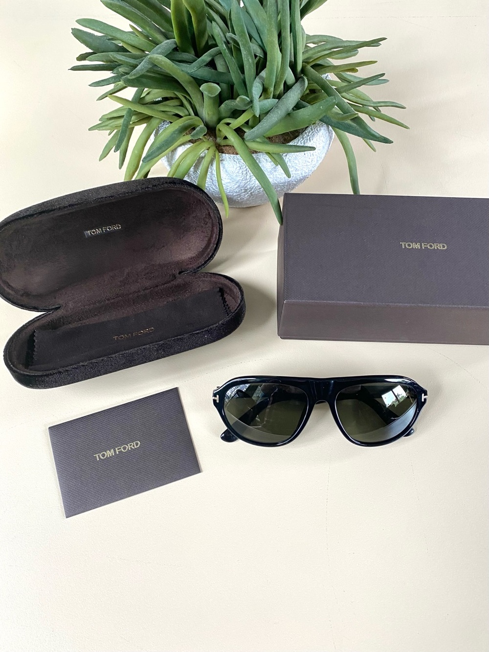 TOM FORD - “Ivan” Black Frame Acetate Sunglasses with Original Packaging